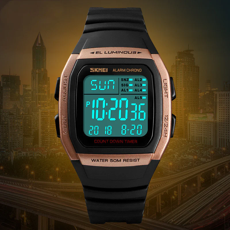 Montre Électronique Sport Carrée Étanche 50M - Double Affichage Multifonction – Image 6