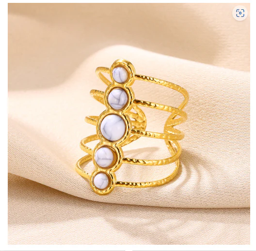 Bague Multicouche Turquoise Incrustée 24g – Image 4