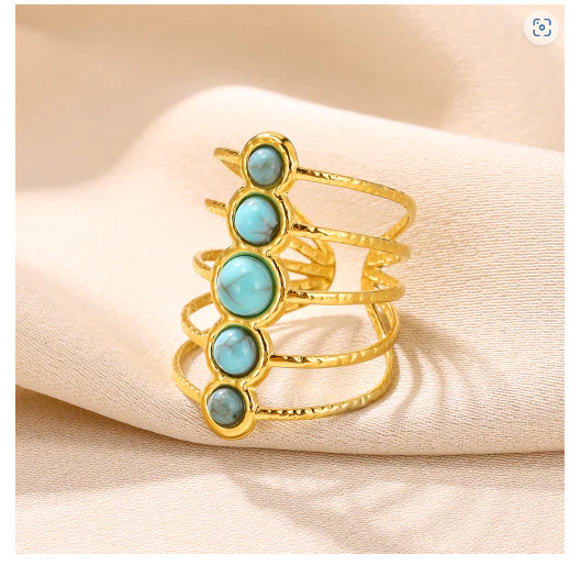 Bague Multicouche Turquoise Incrustée 24g – Image 5