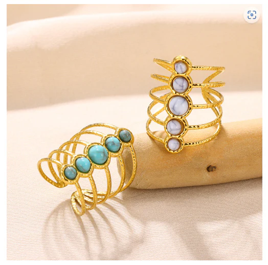 Bague Multicouche Turquoise Incrustée 24g – Image 3