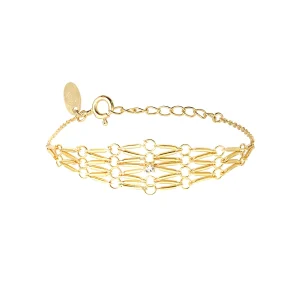 Bracelet BARBARA en Plaqué Or et Cristal Blanc