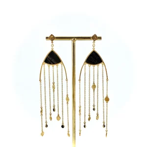 Boucles d'Oreilles pendantes MINA Onyx texturé