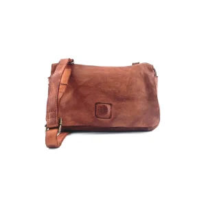 Sac Double Zip Rabat Aimanté en Cuir Camel