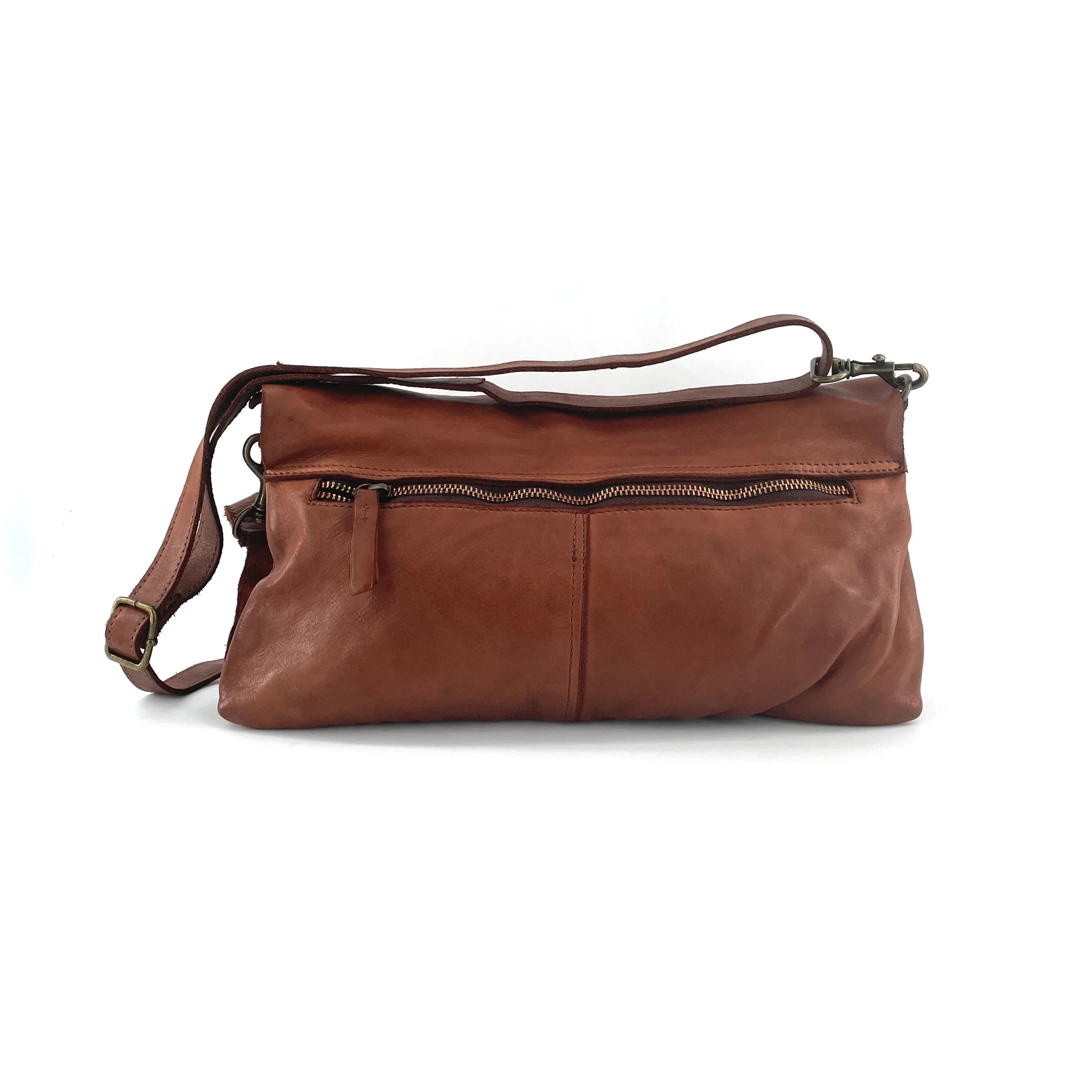 Sac Bandoulière en Cuir Lavé Camel – Image 5