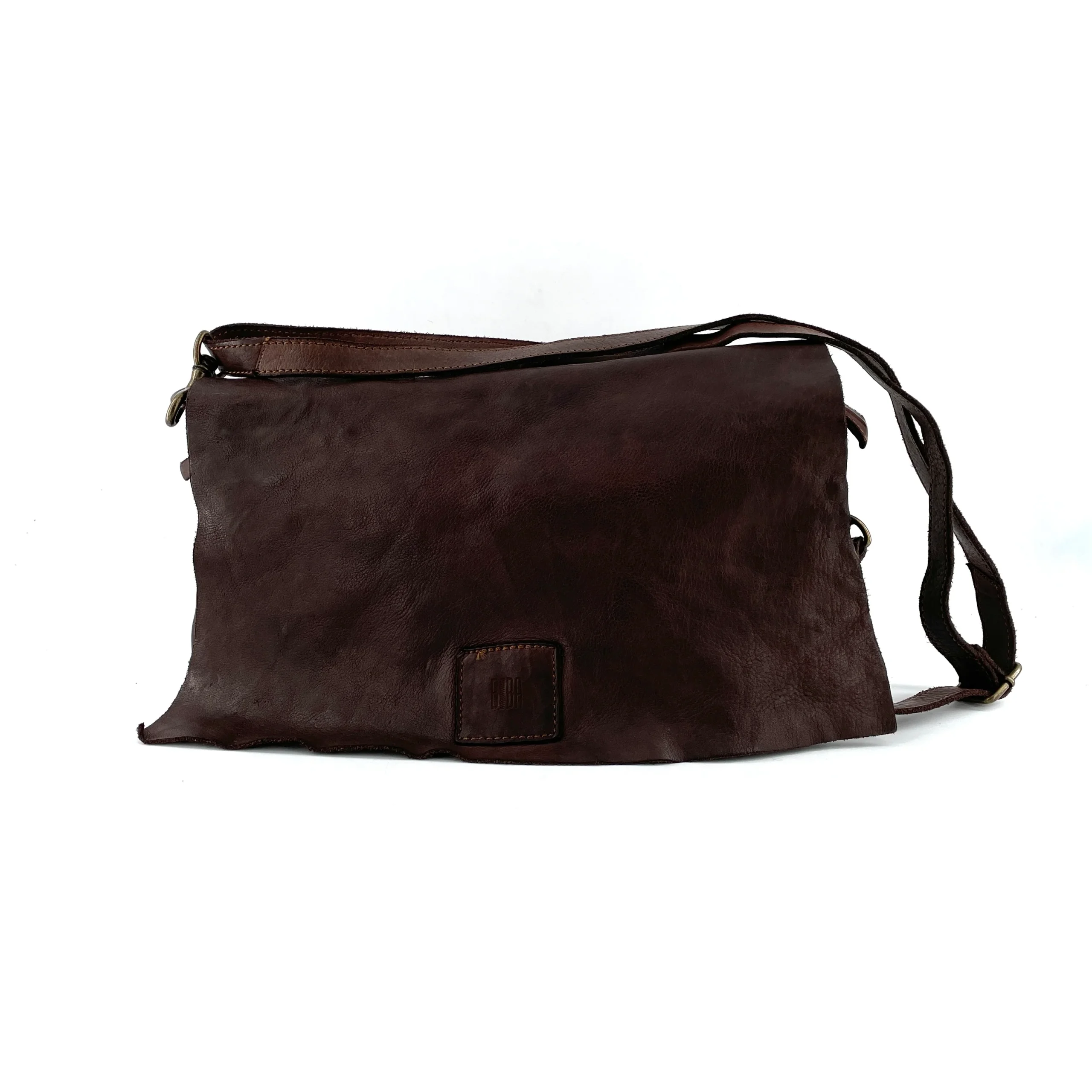 Sac Bandoulière en Cuir Lavé Marron Foncé – Image 2