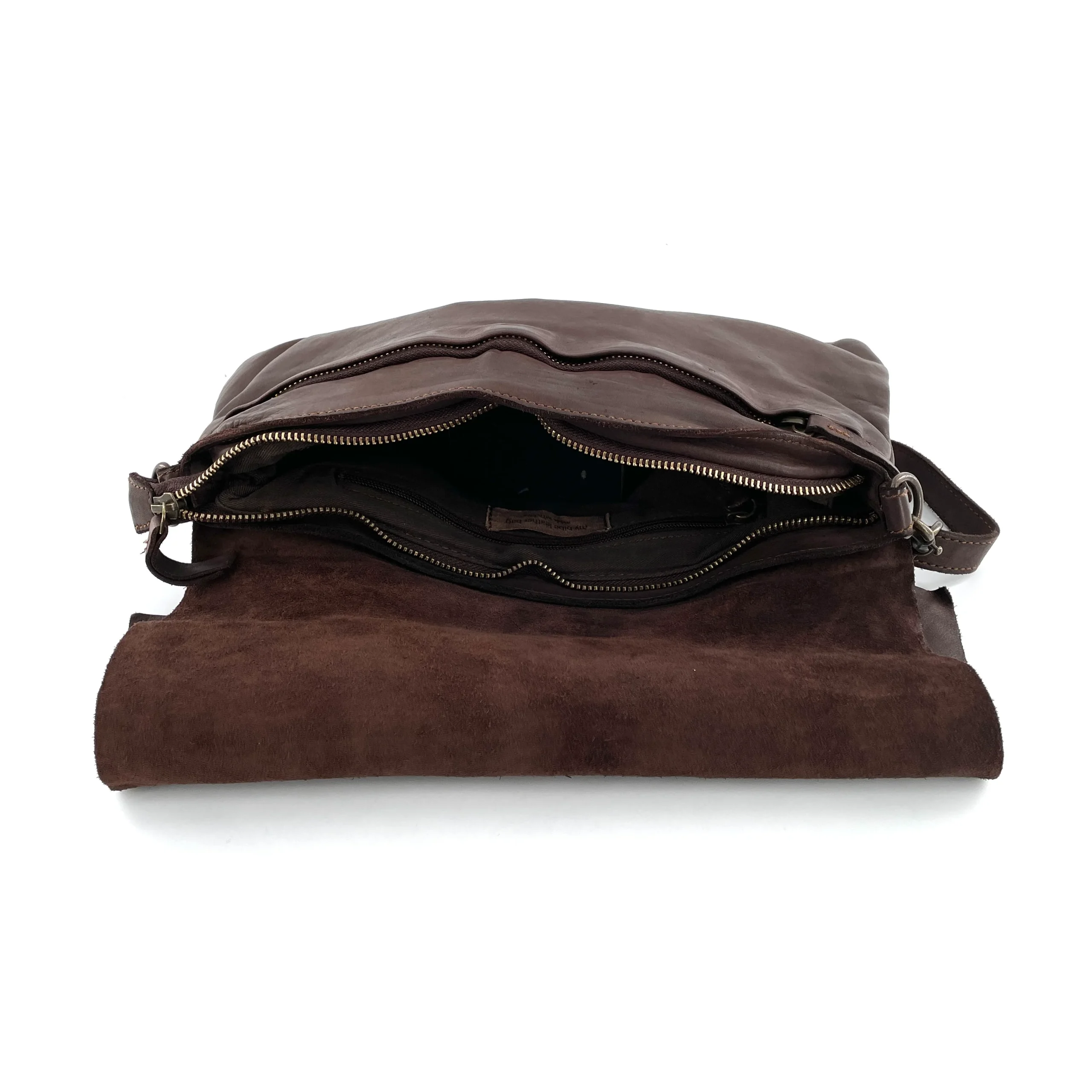 Sac Bandoulière en Cuir Lavé Marron Foncé – Image 4