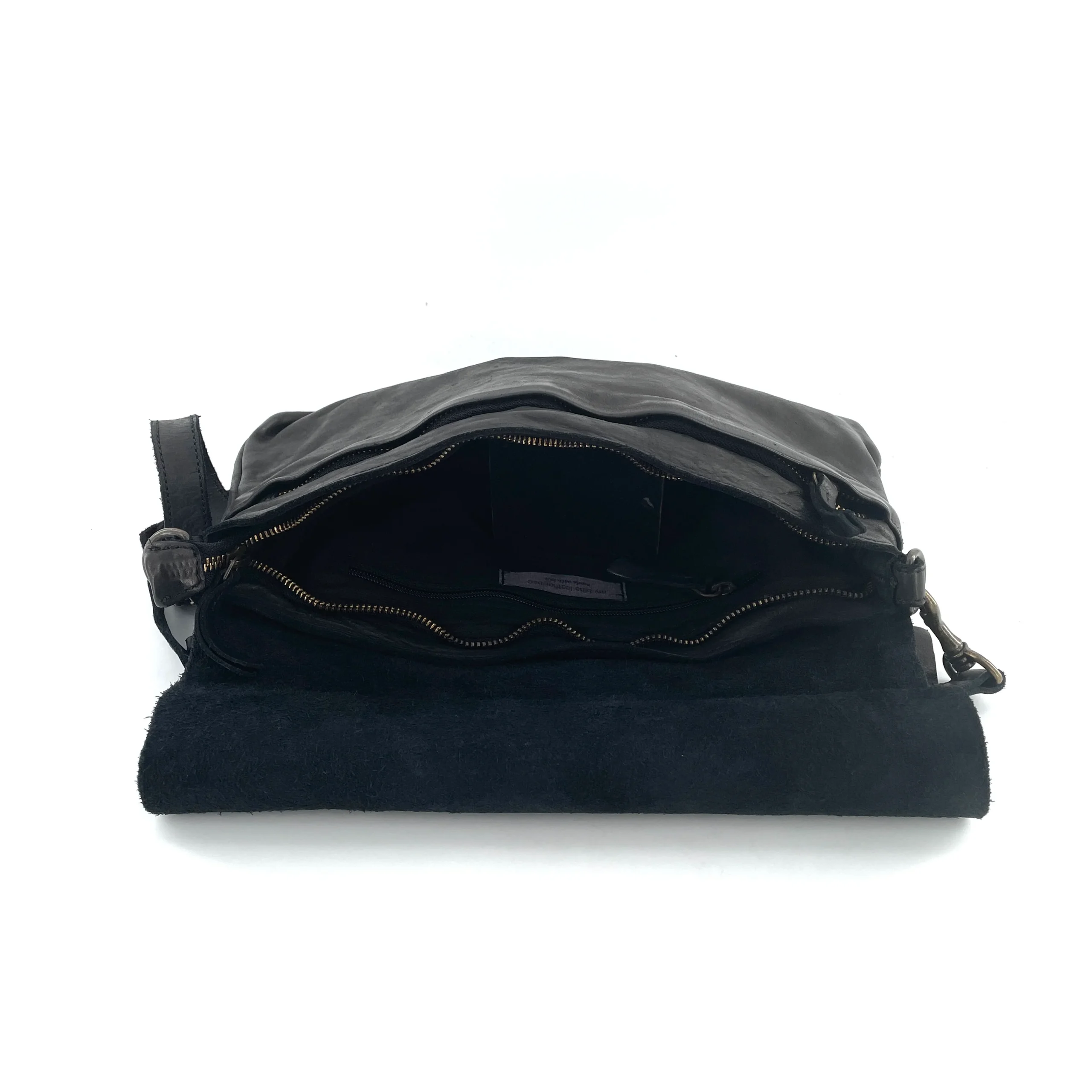 Sac Bandoulière en Cuir Lavé Noir – Image 4