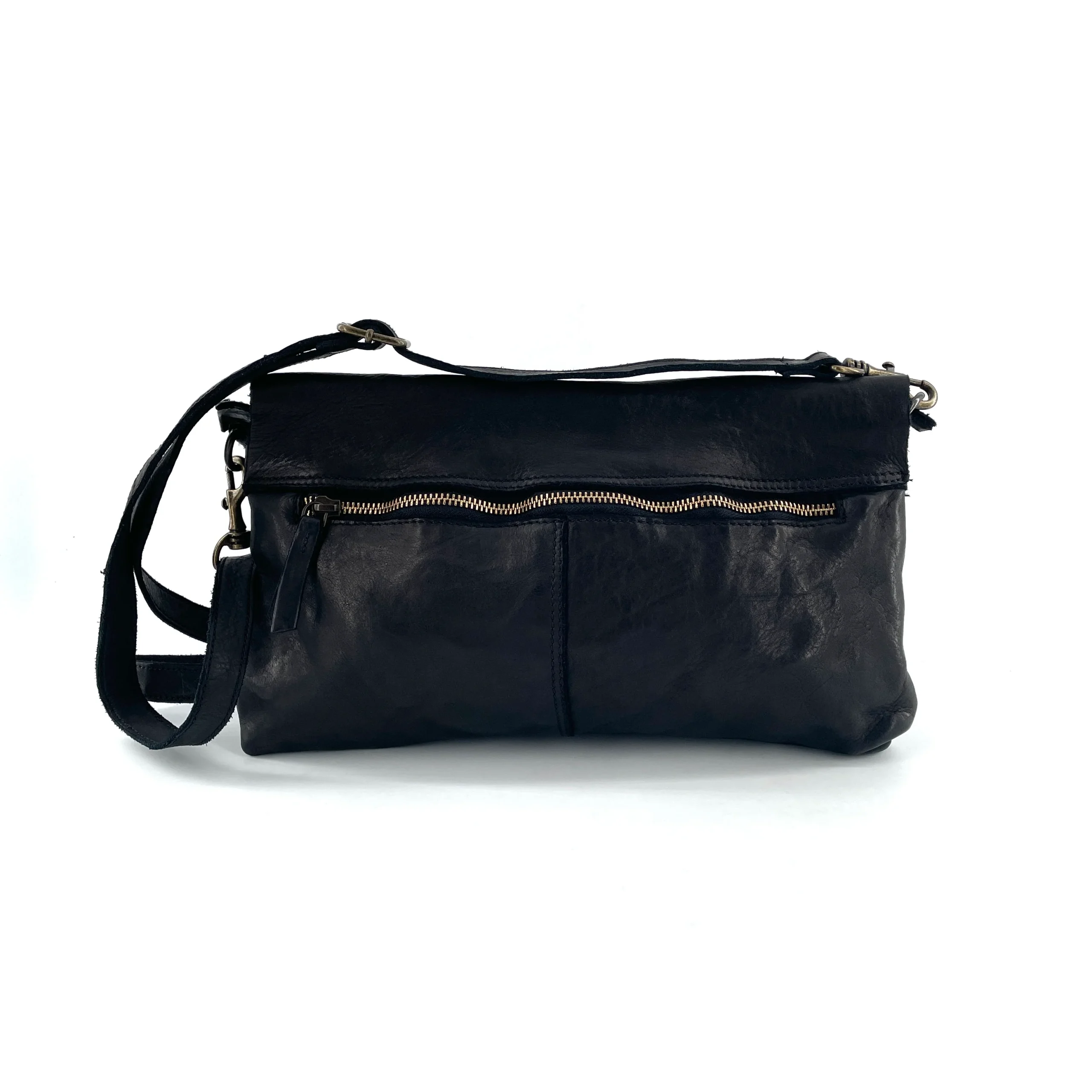 Sac Bandoulière en Cuir Lavé Noir – Image 5