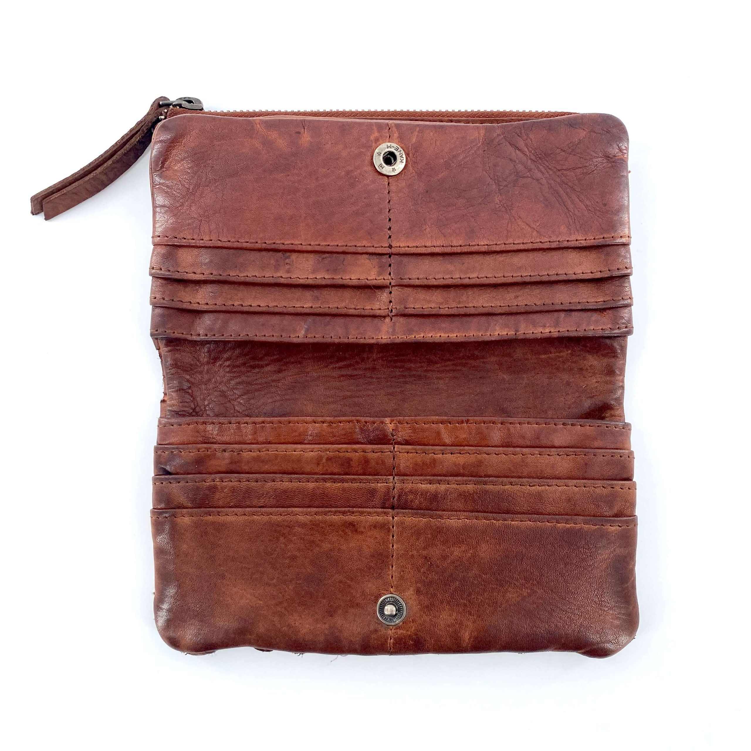 Portefeuille Cuir Tressé Camel