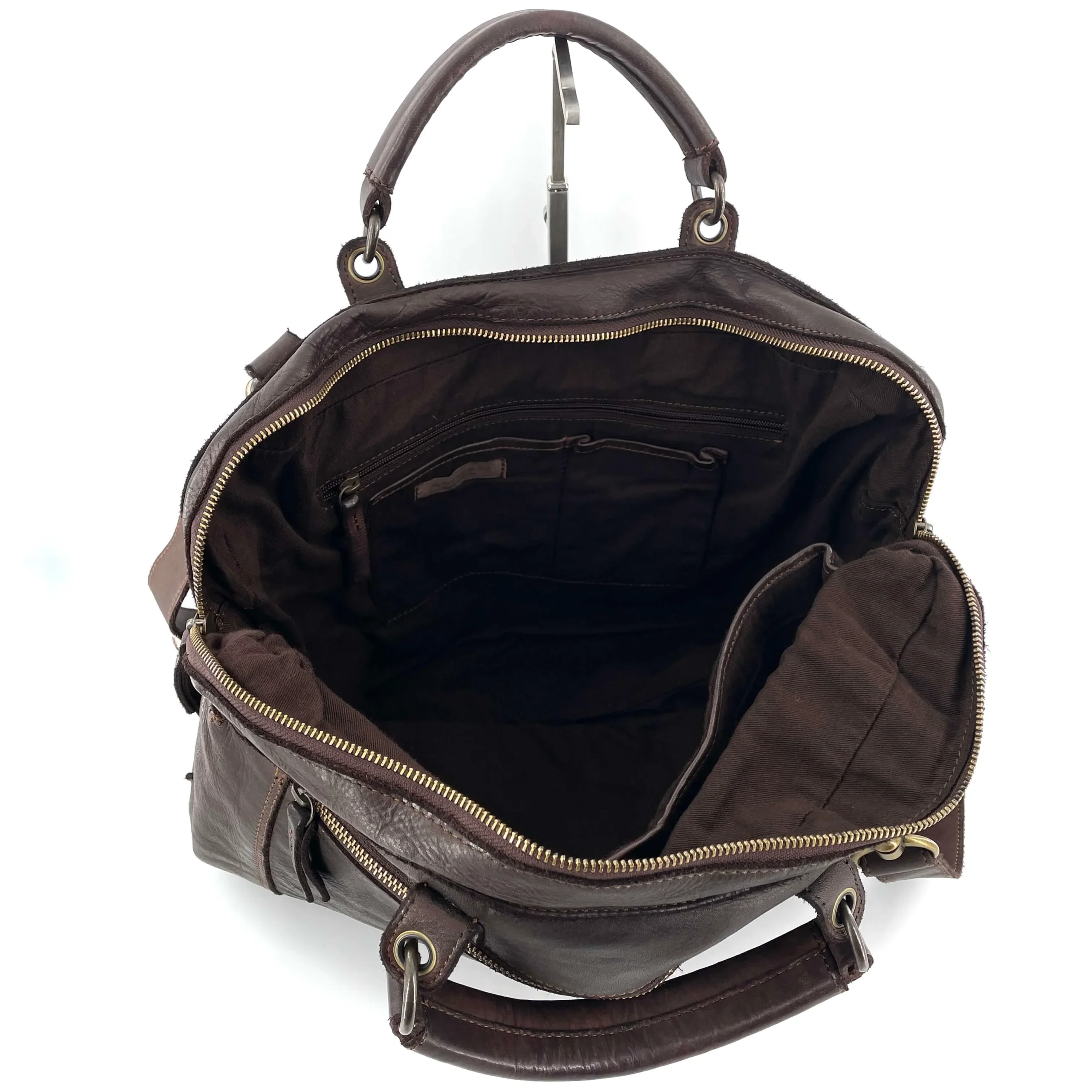 Cartable en Cuir Bi-Matière Marron Foncé – Image 4