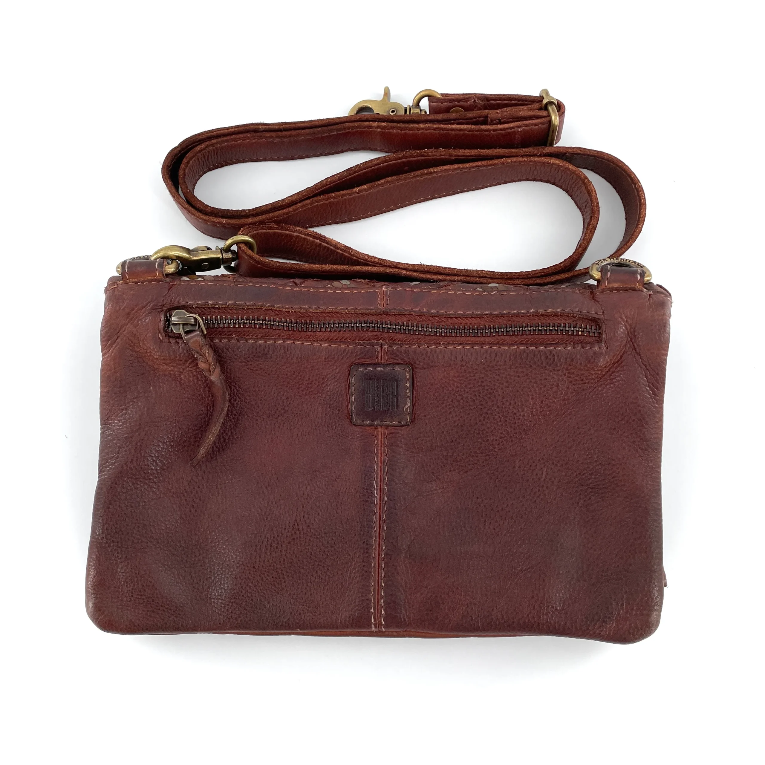 Pochette Bandoulière Zippée Cloutée Cuir Camel – Image 5