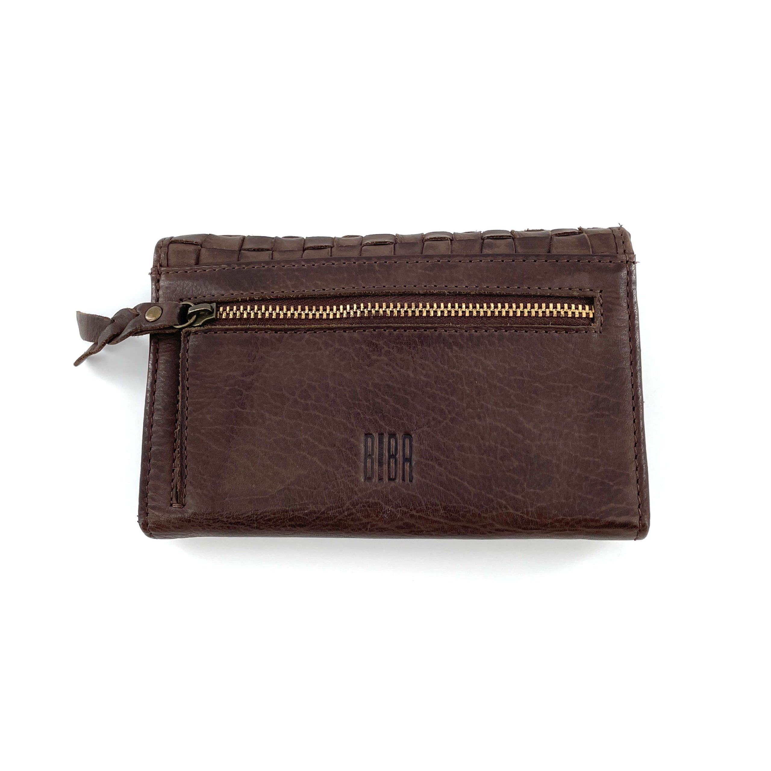 Portefeuille Cuir Tressé Plat Marron Foncé PM – Image 4