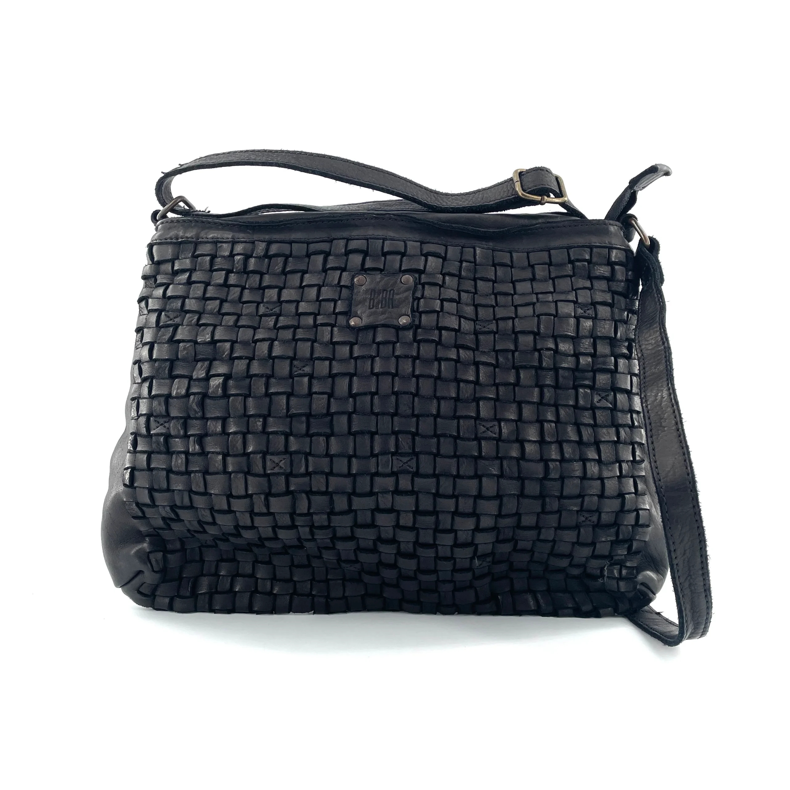 Sac Bandoulière en Cuir Tressé Noir – Image 3