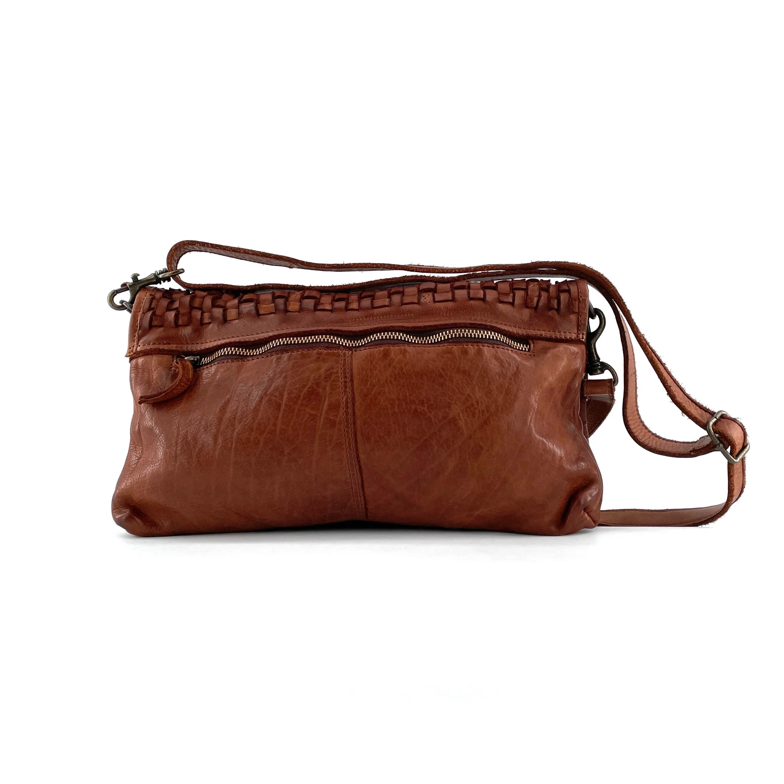 Sac Bandoulière en Cuir Tressé Camel – Image 5