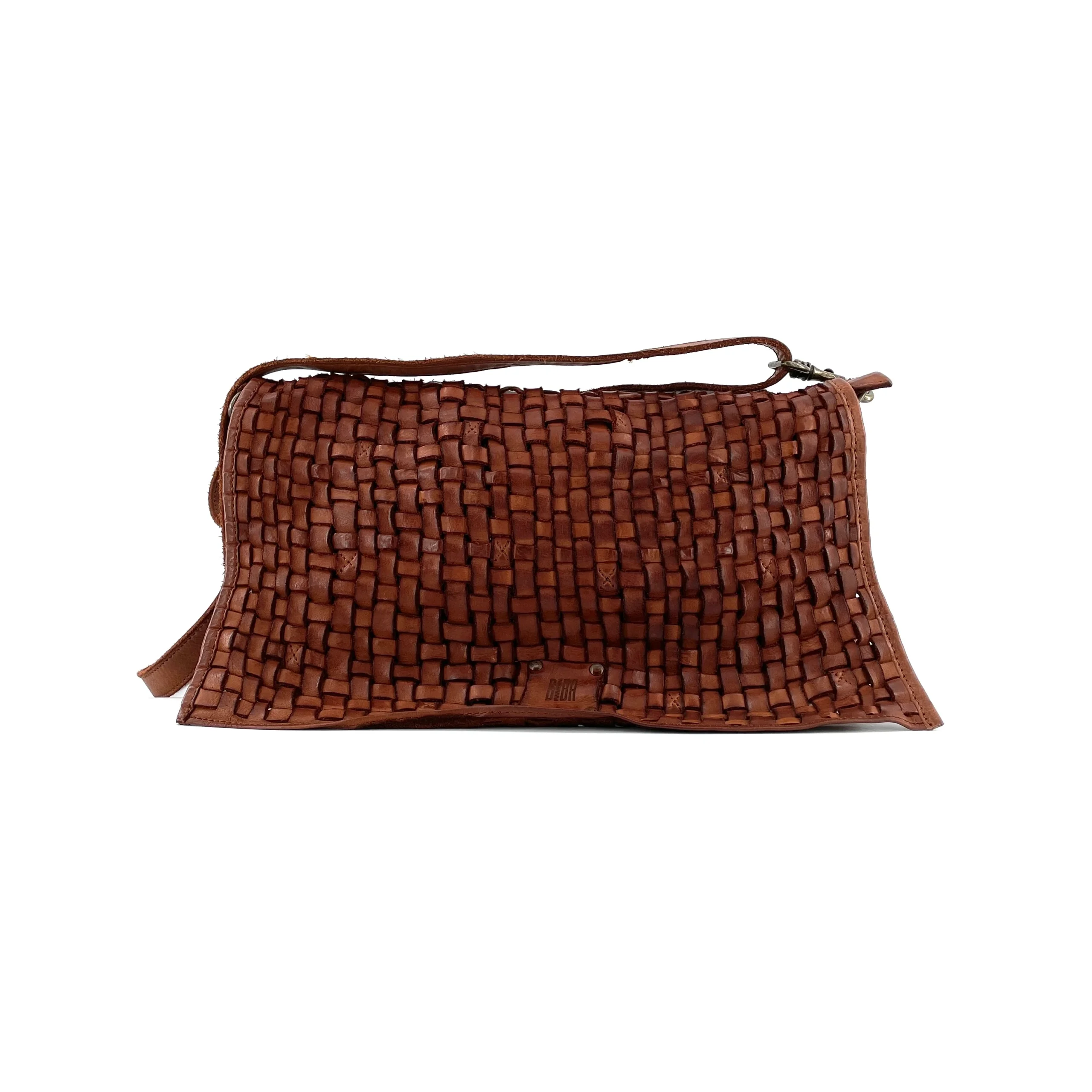 Sac Bandoulière en Cuir Tressé Camel – Image 3