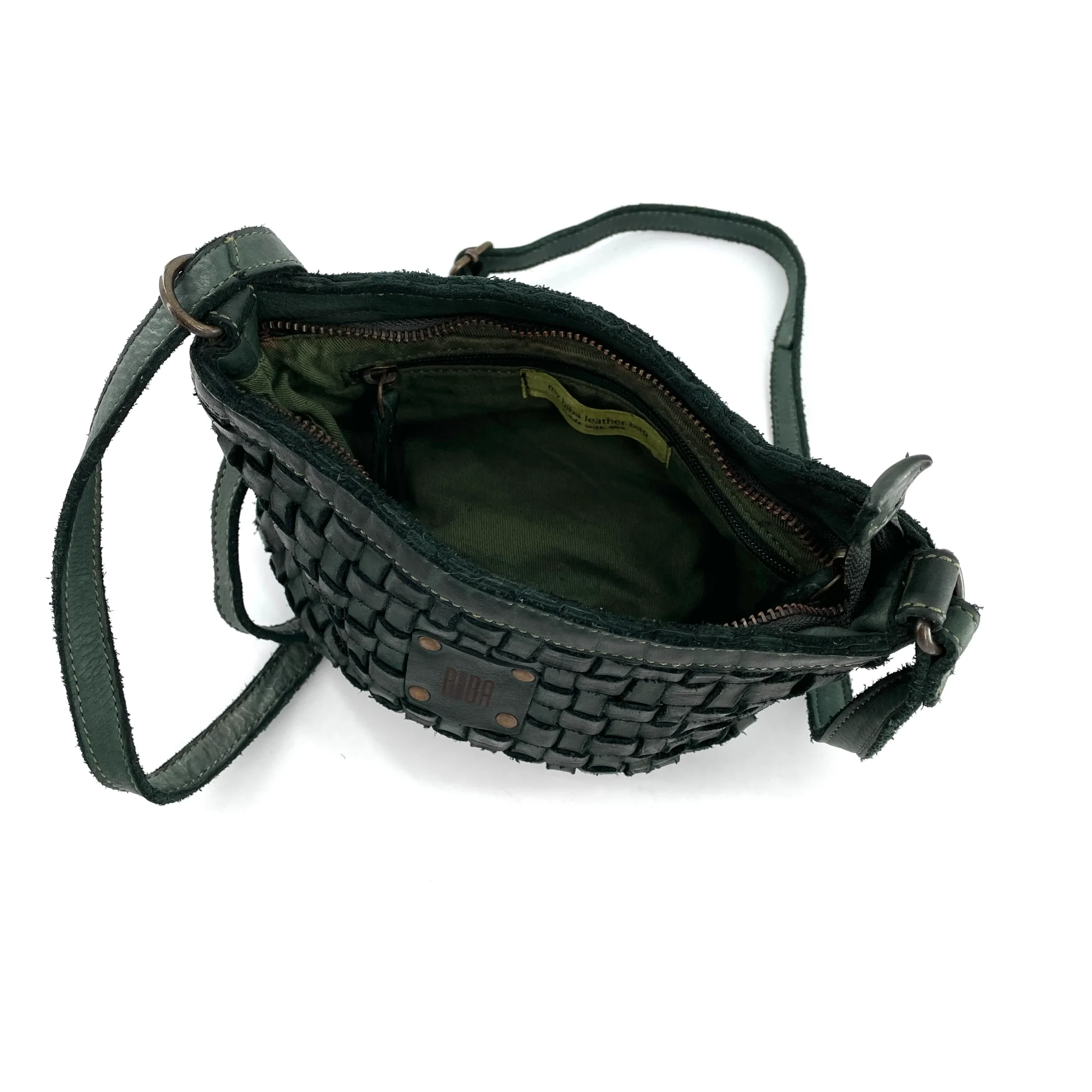 Mini-Sac Tressé en Cuir Vert Porté Travers – Image 4