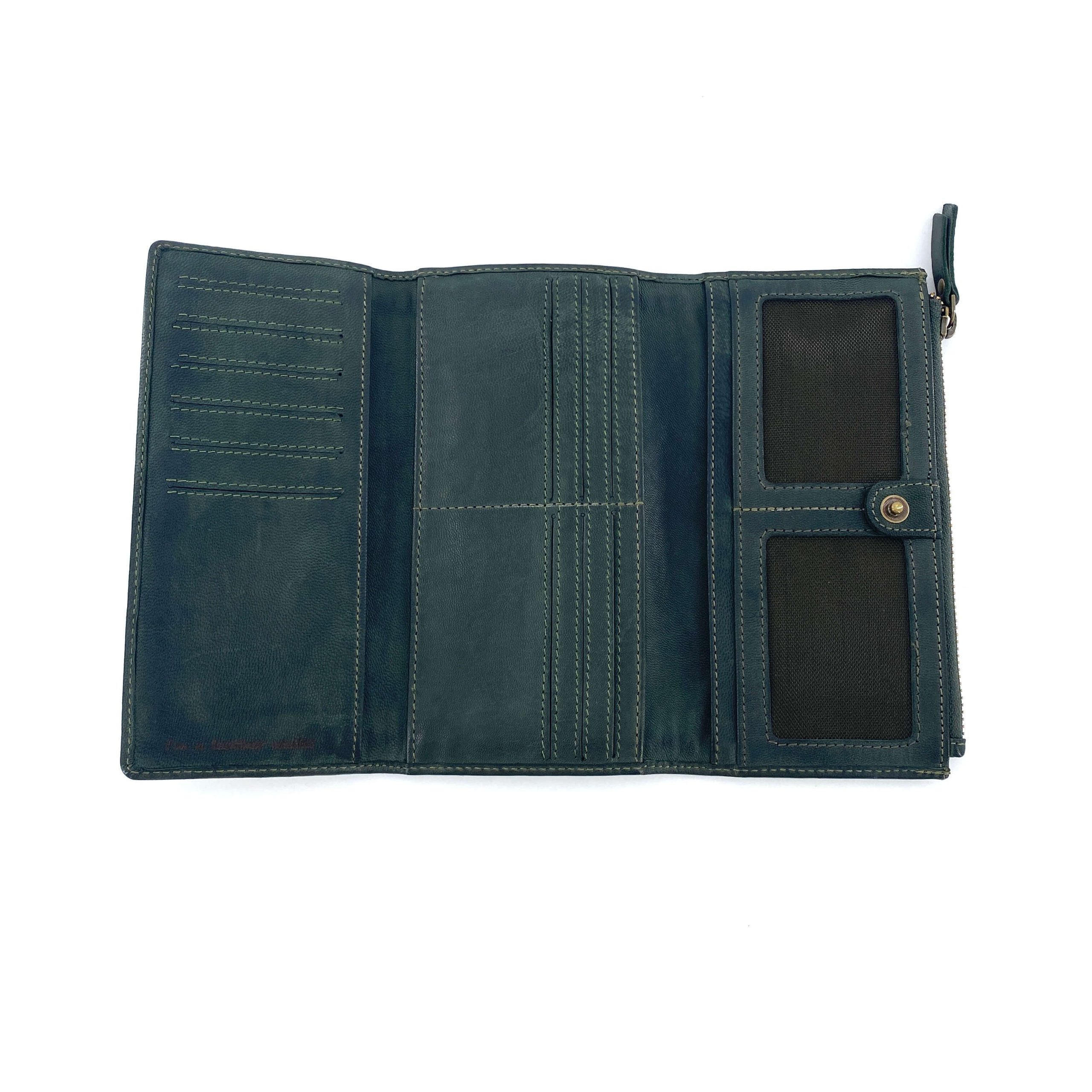 Portefeuille Cuir et Clous Vert – Image 4