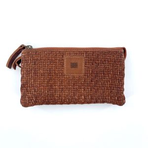 Pochette Cuir Camel Tressé