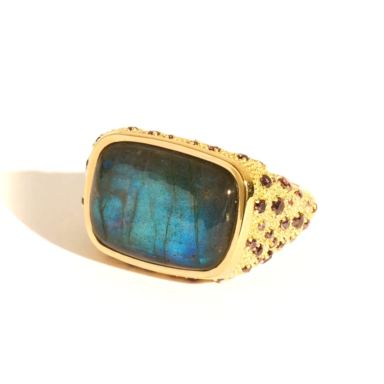 Bague EMPREINTE en Labradorite et Plaqué Or