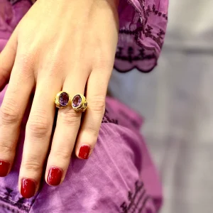 Bague-Jonc NILAYA Améthystes Péridots