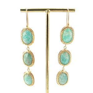 Longues Boucles d'Oreilles en Amazonite