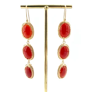 Longues Boucles d'Oreilles en Cornaline