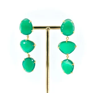 Boucles d'Oreilles Pendantes en Onyx Vert