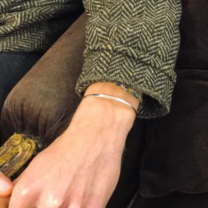 Jonc Gourmette Fin Ouvert en Argent