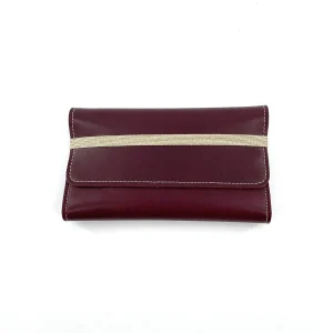 Compagnon en Cuir Bordeaux Fermeture Élastique Doré