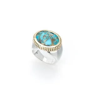 Large Bague en Argent et Turquoise
