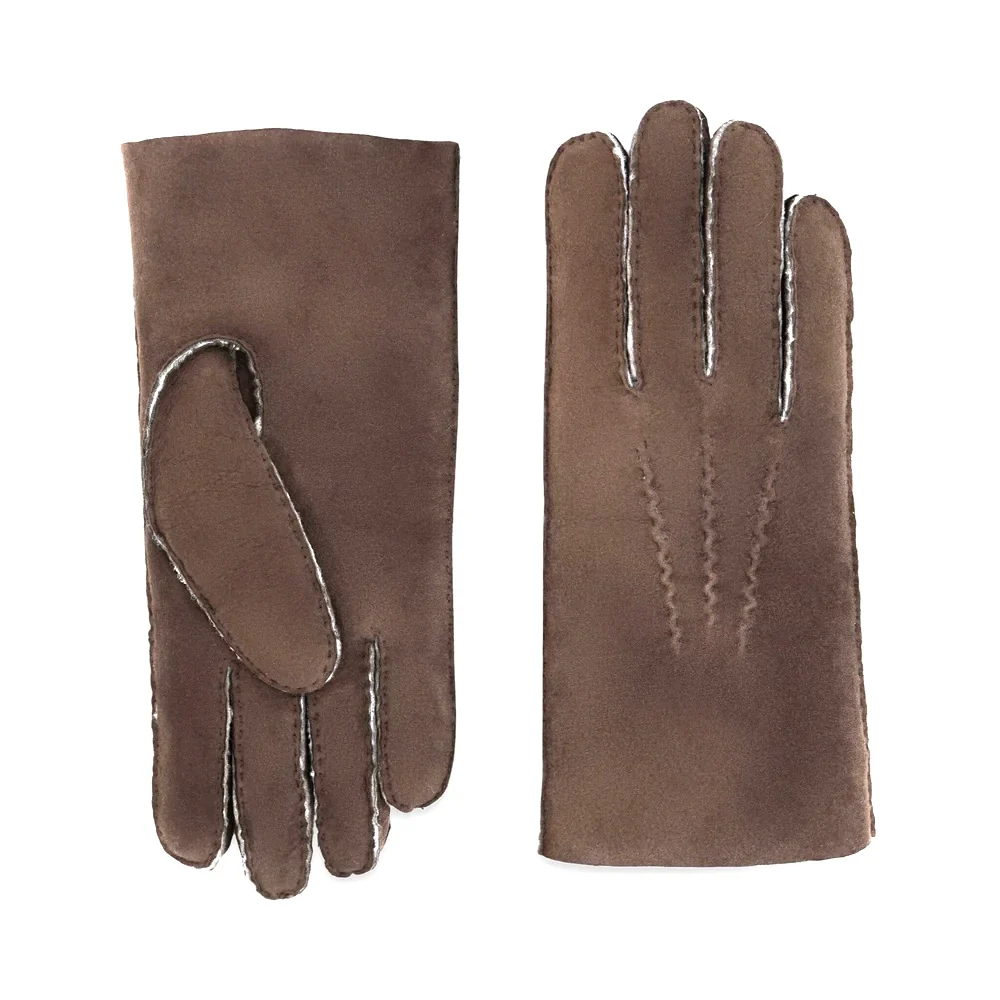 Gants en Mouton Retourné Marron Foncé – Image 2