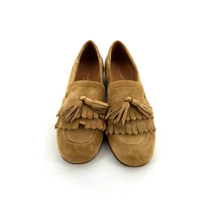 Mocassin Patte Frangée et Pomponbs en Daim Sable