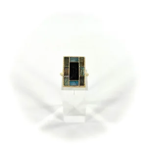 Bague MARA en Onyx Texturé et Labradorite