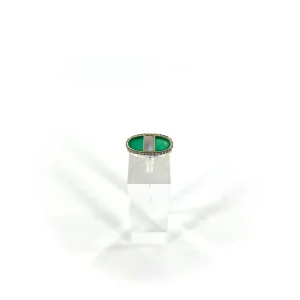 Bague IZY en Nacre Grise et Onyx Vert