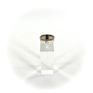 Bague IZY en Labradorite et Onyx Texturé