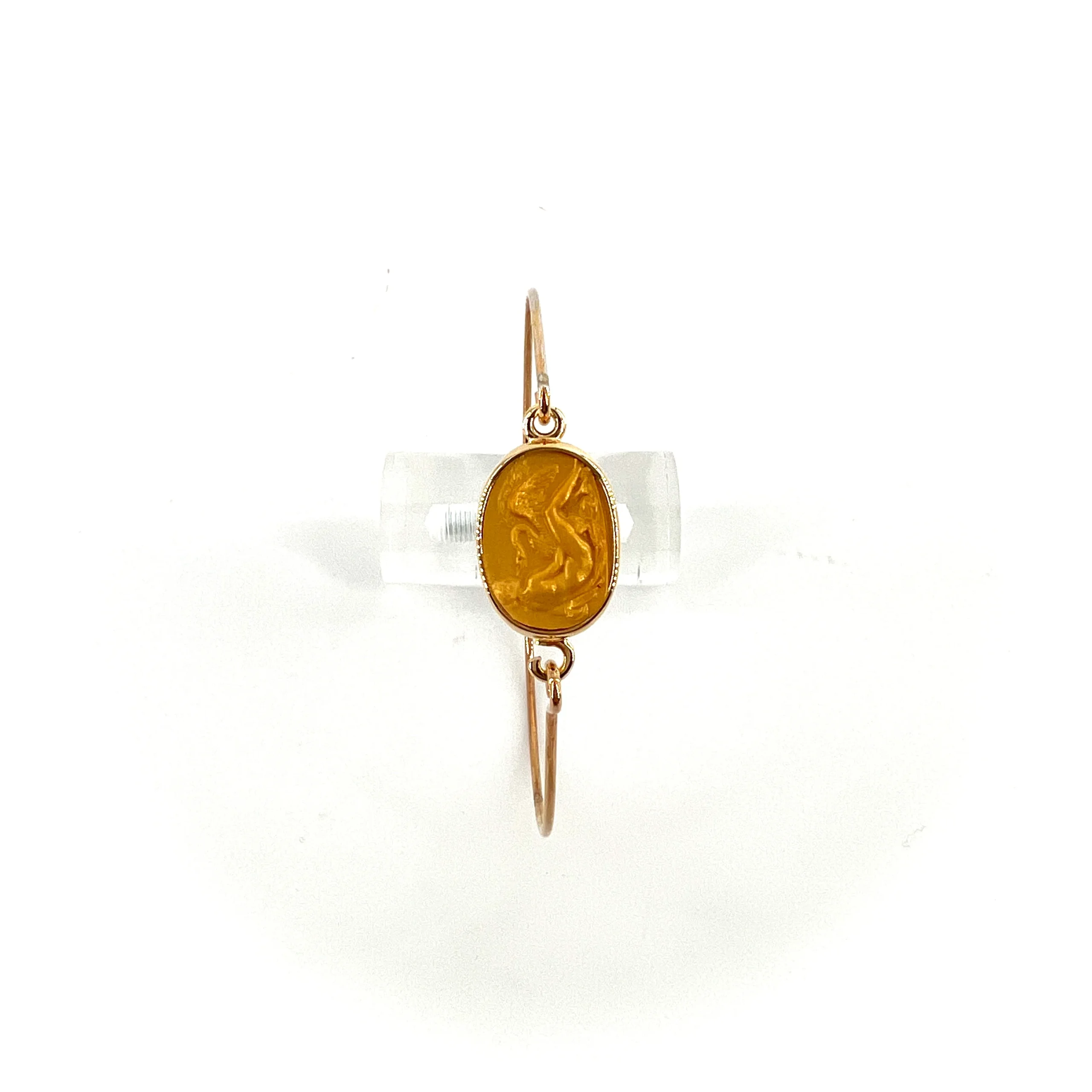 Jonc en Plaqué Or Motif Cygne Ovale en Résine Gold – Image 5