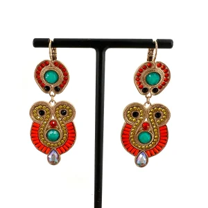 Boucle d'Oreille CIRCUS Moyen Modèle en Plaqué Or et Pierres Multicolores