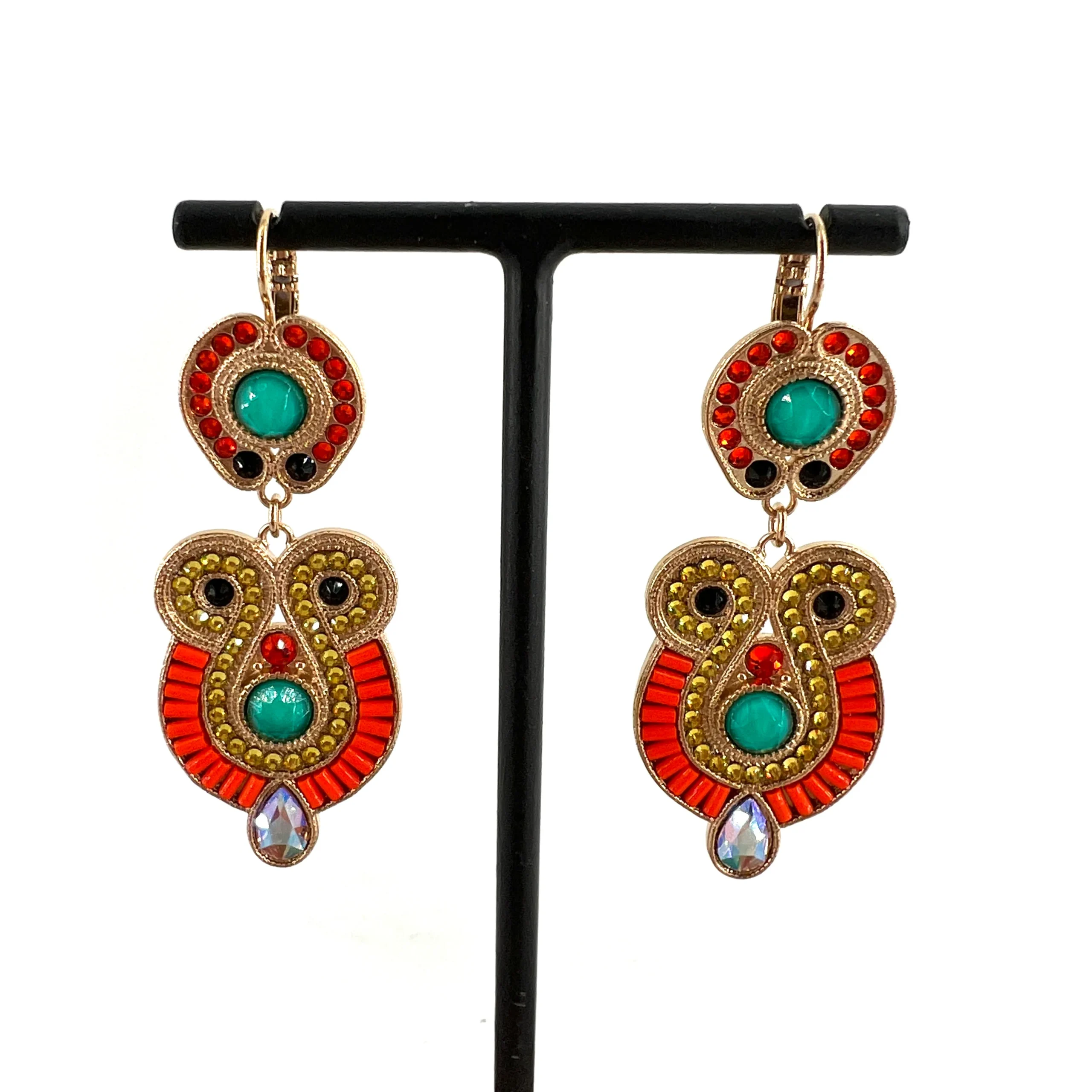 Boucle d'Oreille CIRCUS Moyen Modèle en Plaqué Or et Pierres Multicolores