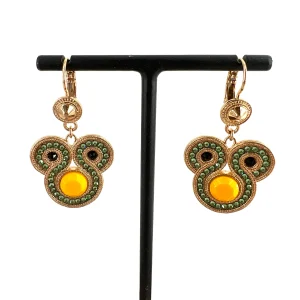 Boucle d'Oreille CIRCUS Petit Modèle en Plaqué Or et Pierres Multicolores