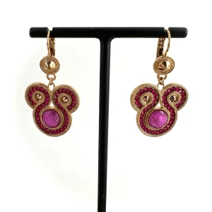 Boucle d'Oreille CIRCUS Petit Modèle en Plaqué Or et Pierres Roses