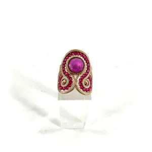 Bague Réglable CIRCUS en Plaqué Or et Pierres Roses