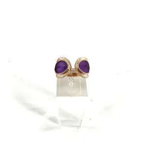 Bague MIKONA Réglable en Plaqué Or et Plumes Violettes