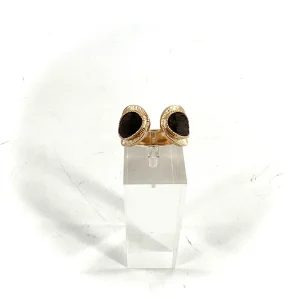 Bague MIKONA Réglable en Plaqué Or et Plumes Marron