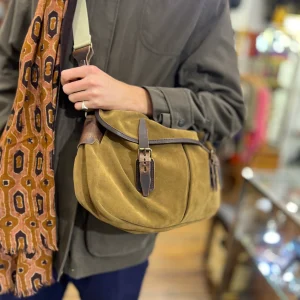 Sac MUSETTE en Cuir Velours Tabac