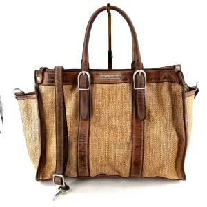 Sac GLAMOUR BUCKLE en Paille Enduite Brown Tea