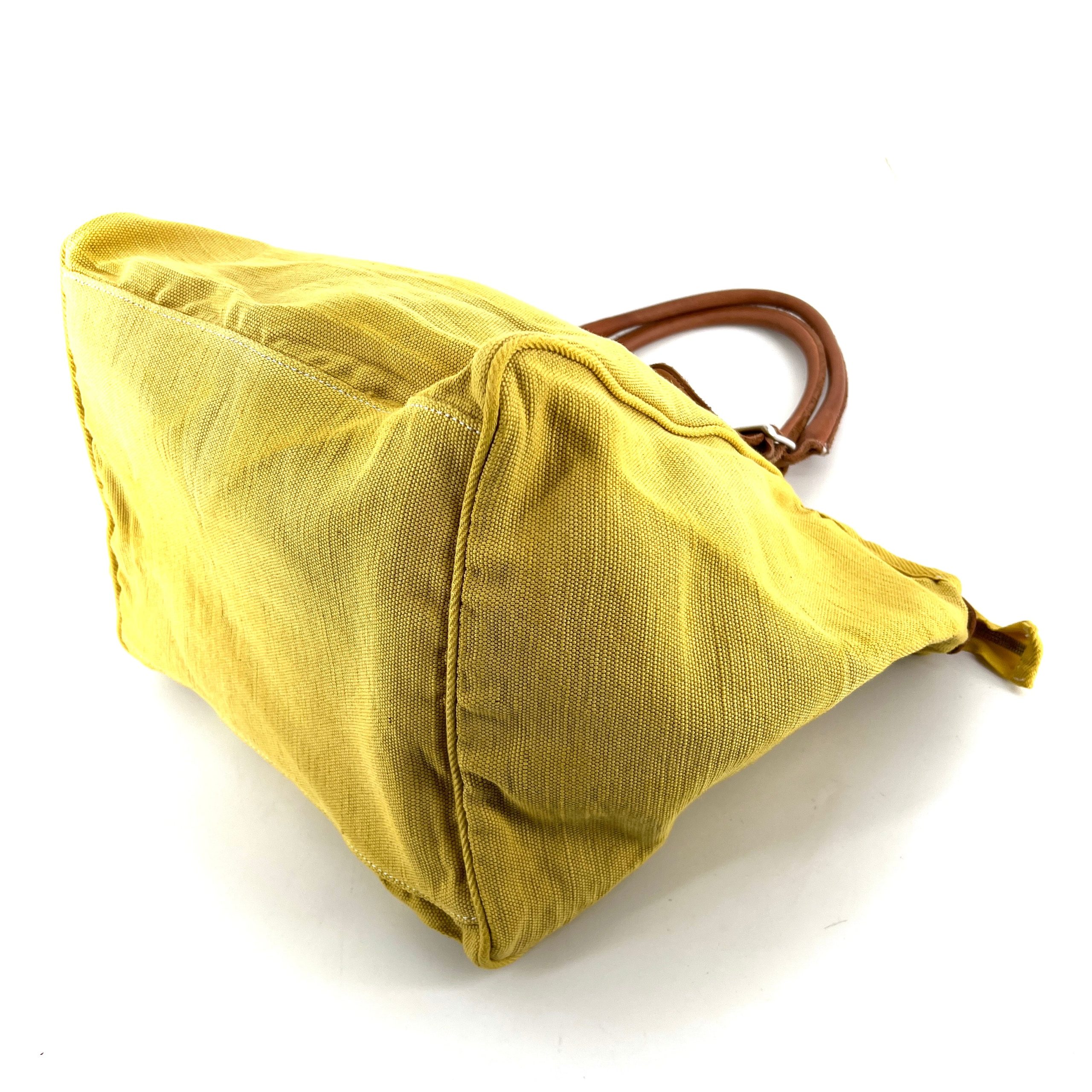 Sac CITY EASY en Toile Jaune Finitions Cuir Camel – Image 4