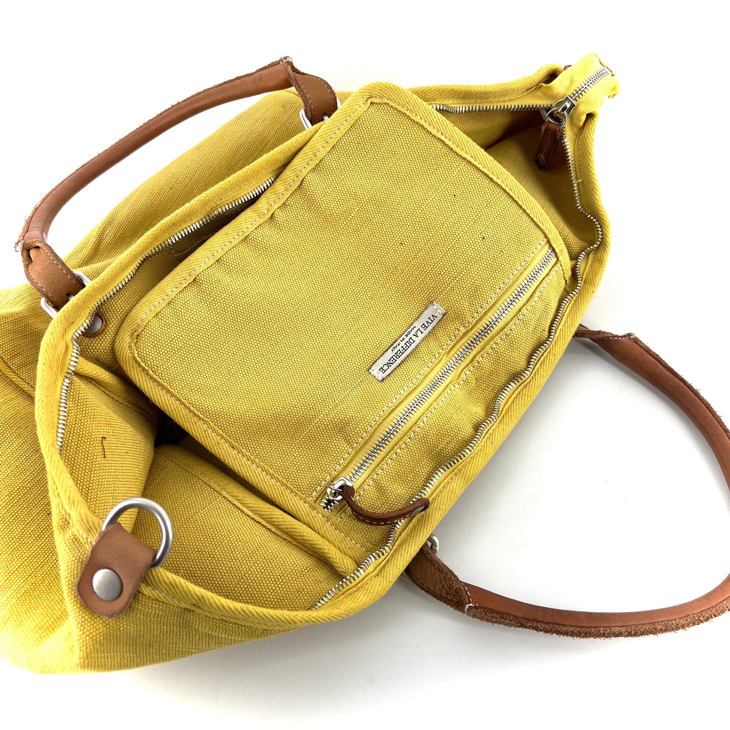 Sac CITY EASY en Toile Jaune Finitions Cuir Camel – Image 5