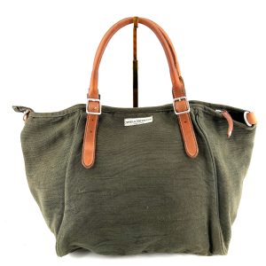 Sac CITY EASY en Toile Kaki et Finitions Cuir