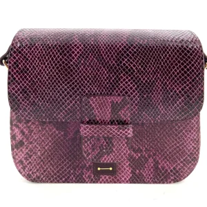 Sac LOUISE en Cuir Mauve Imprimé Python