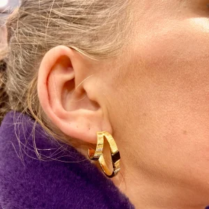 Créoles DONA en Onyx Texturé Noir